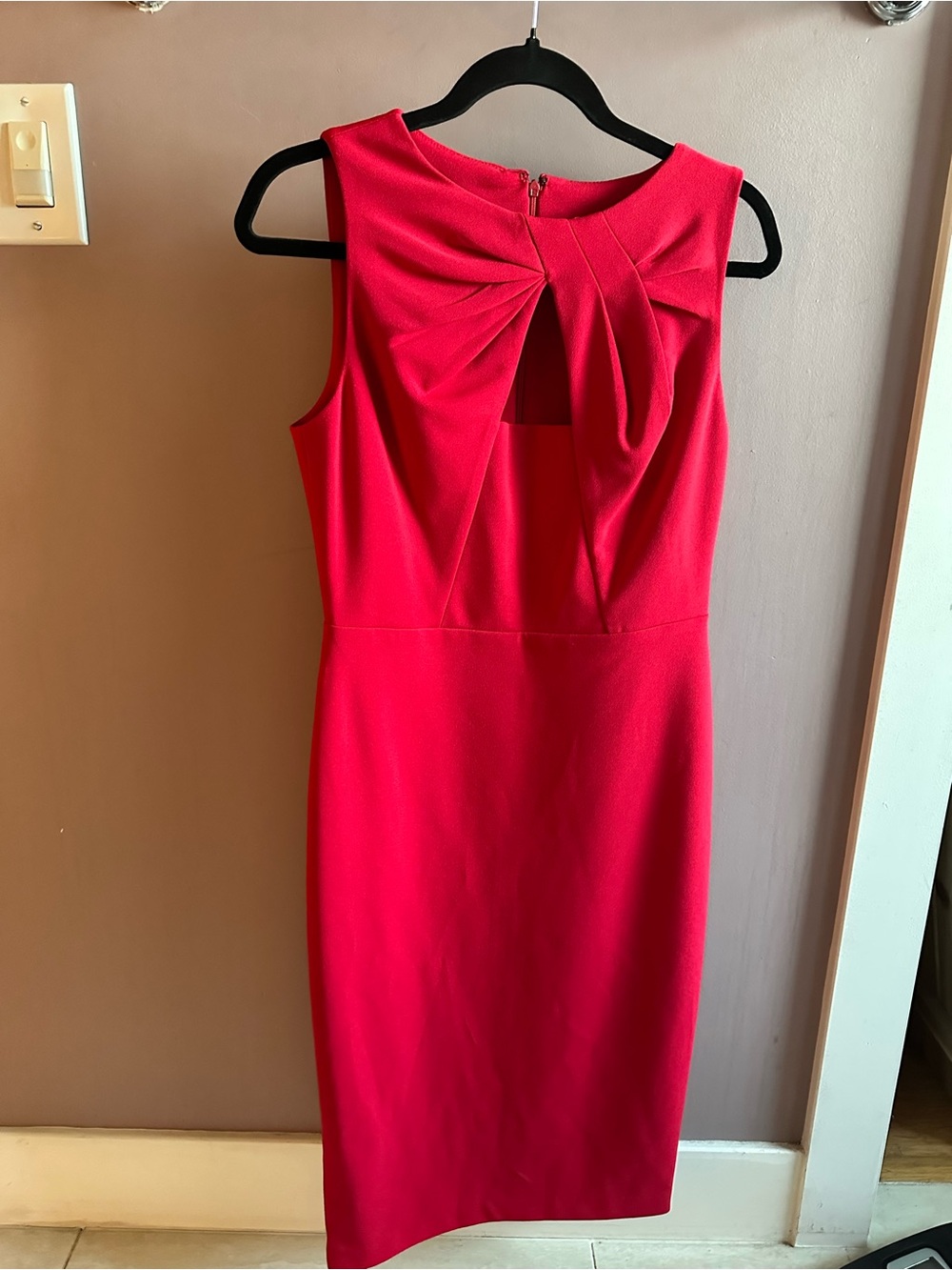 Women’s Red Sheath Dress with Front Twist Detail